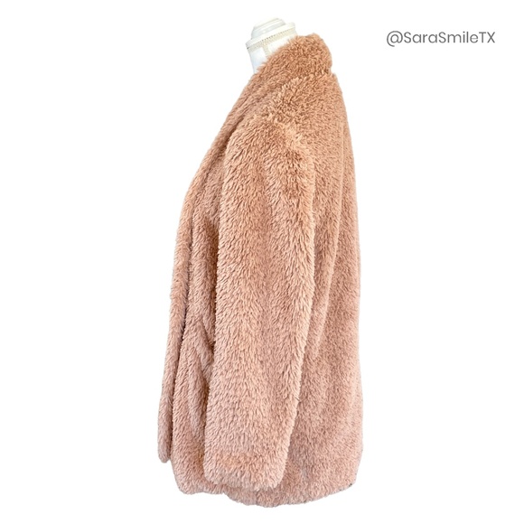 KENNETH COLE NY Blush Pink Teddy Bear Plush Faux Fur Mid-Length Coat - Picture 5 of 15